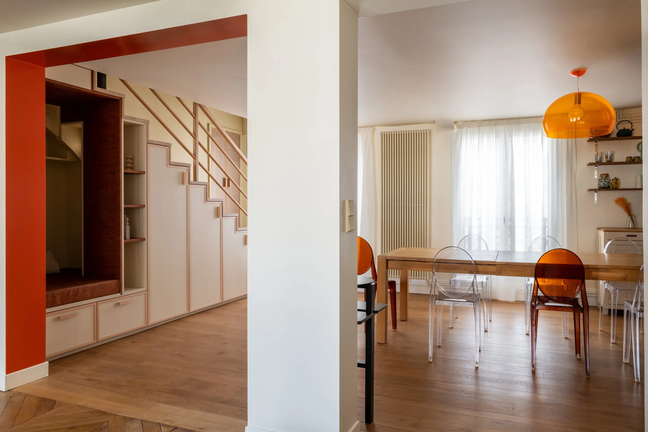 Espace de vie — rénovation duplex 160 m² Bonne Nouvelle Paris, architecte d'intérieur Studio Emsé
